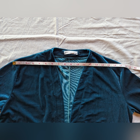 R. Vivimos Teal Velvet Velour Long Cardigan Kimono XL - Picture 3 of 6